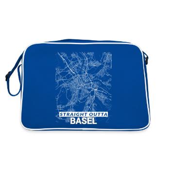 Straight Outta Basel city map and streets - Retro Bag - blue/white - Back
