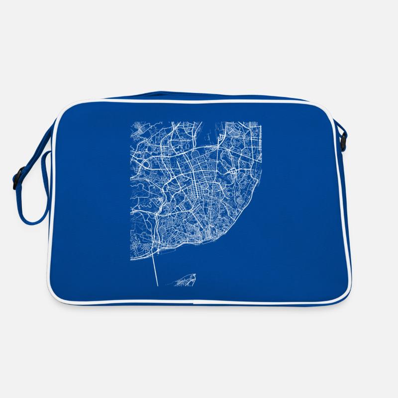 Minimaler Lissabon-Mittelstadtplan und -straßen Retro Tasche