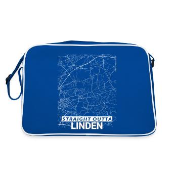 Straight Outta Linden Stadtplan und Straßen - Retro Tasche - Blau/Weiß - Hinten