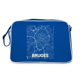 Bruges city map and streets - Retro Bag - blue/white - Back