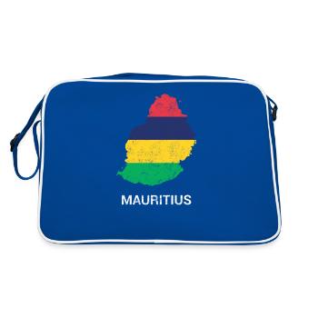 Mauritius (Maurice) Landkarte & Flagge - Retro Tasche - Blau/Weiß - Hinten