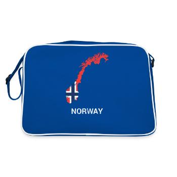 Norwegen (Norge Noreg) Landkarte & Flagge - Retro Tasche - Blau/Weiß - Hinten