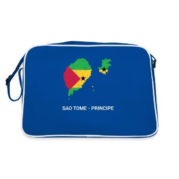 Carte et drapeau du pays de Sao Tomé et Principe - Sac Retro - bleu/blanc - Dos