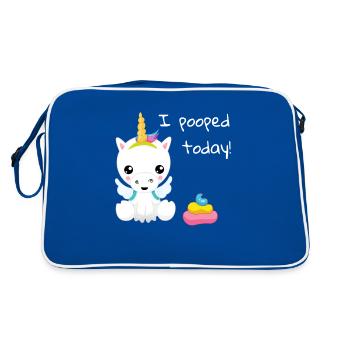 J'ai fait caca aujourd'hui une licorne blanche mignonne - Sac Retro - bleu/blanc - Dos