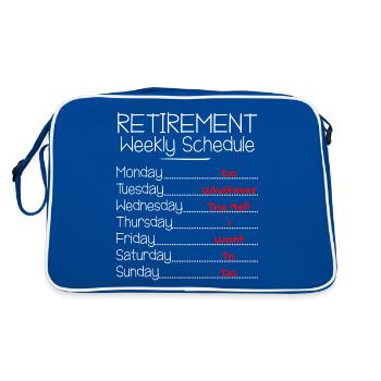 Cadeau drôle de bâillon pour un collègue de travail partant à la retraite - Sac Retro - bleu/blanc - Dos