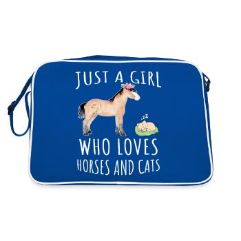 Juste une fille qui aime les chevaux et les chats - Sac Retro - bleu/blanc - Dos