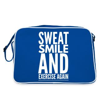 Sweat Smile And Exercise Again - Workout Gym Fitne - Sac Retro - bleu/blanc - Dos