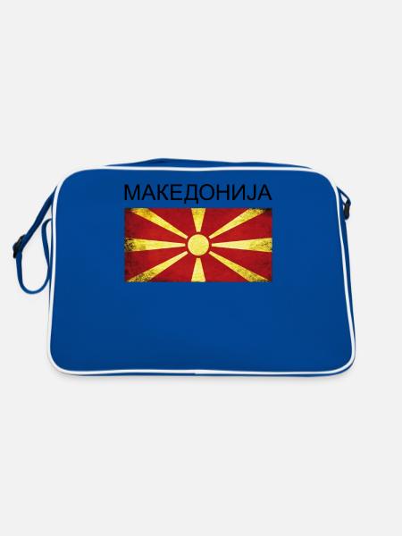 Macedonia Macedonia Flag Gift Makedonija - Retro Bag - blue/white - Back