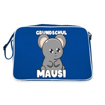 Grundschulmausi Lehramt Grundschule Lehrer - Retro Tasche - Blau/Weiß - Hinten