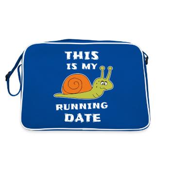 Langsame Schnecke Läufer Joggen - Retro Tasche - Blau/Weiß - Hinten