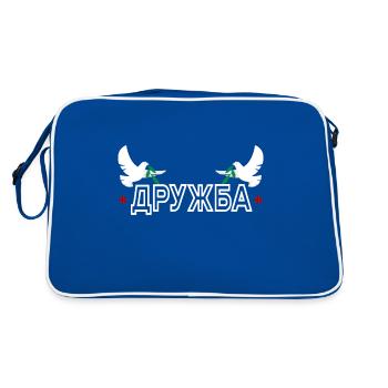 Druzhba Friendship against War Russia Ukraine - Retro Bag - blue/white - Back