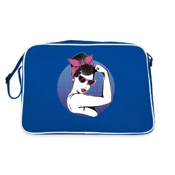Retro Rockabilly Girl - Retro Tasche - Blau/Weiß - Hinten