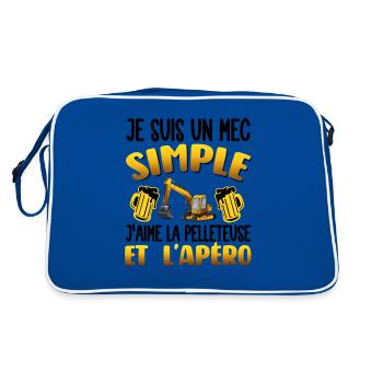 Un Mec Simple Qui Aime La Pelleteuse Et L'apéro - Sac Retro - bleu/blanc - Dos