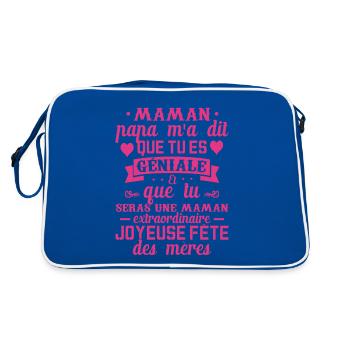 Maman Fête Des Mères Anniversaire Cadeau Amour Mum - Sac Retro - bleu/blanc - Dos