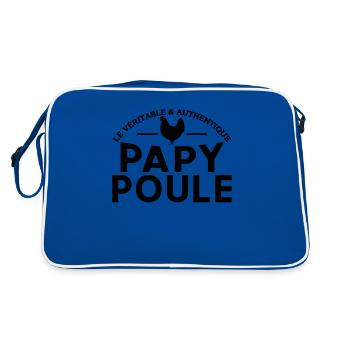 Papy Poule Cadeau Humour Anniversaire Cadeaux Cool - Sac Retro - bleu/blanc - Dos