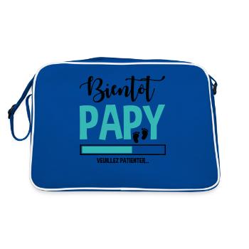 Bientôt Papy Idée Cadeau Citation Grossesse Papi - Sac Retro - bleu/blanc - Dos