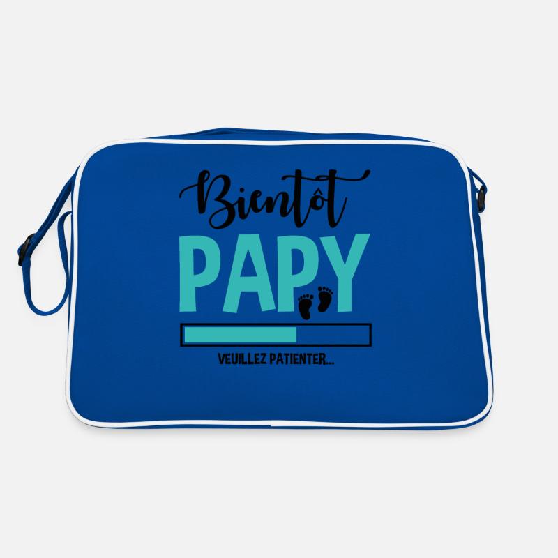 Bientôt Papy Idée Cadeau Citation Grossesse Papi - Sac Retro - bleu/blanc