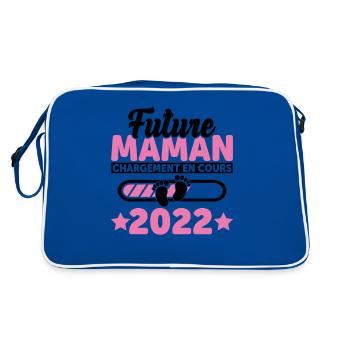 Future Maman 2022 Enceinte Idée Cadeau Amour Coeur - Sac Retro - bleu/blanc - Dos