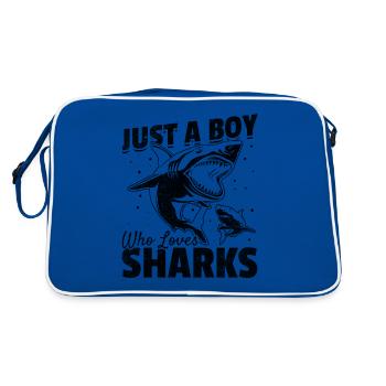 Great White Shark Ich bin nur ein Junge, der Haie - Retro Tasche - Blau/Weiß - Hinten