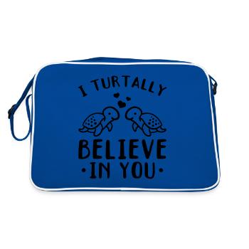 Je crois turtally en vous les amoureux des tortues - Sac Retro - bleu/blanc - Dos