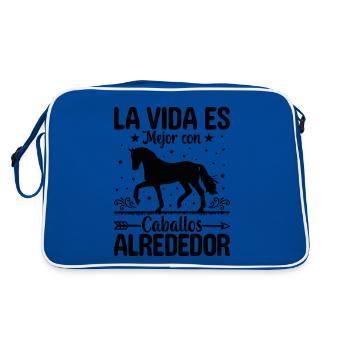 La Vie Est Meilleure Avec Des Chevaux - Sac Retro - bleu/blanc - Dos