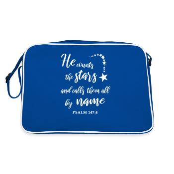 Christlich Gott Glauben Psalm 147:4 - Retro Tasche - Blau/Weiß - Hinten