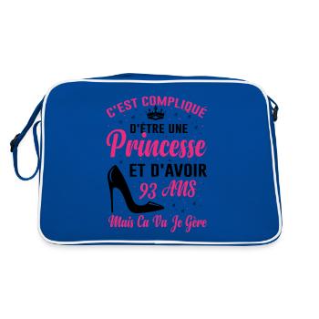 Princesse 93 Ans Idée Cadeau Anniversaire Amour - Sac Retro - bleu/blanc - Dos
