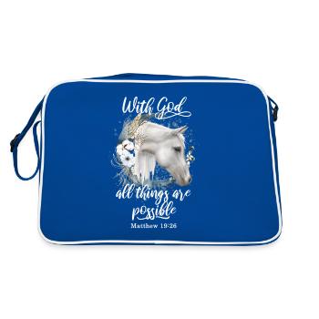 Citation chrétienne Cheval Motif Chevaux Cadeau - Sac Retro - bleu/blanc - Dos