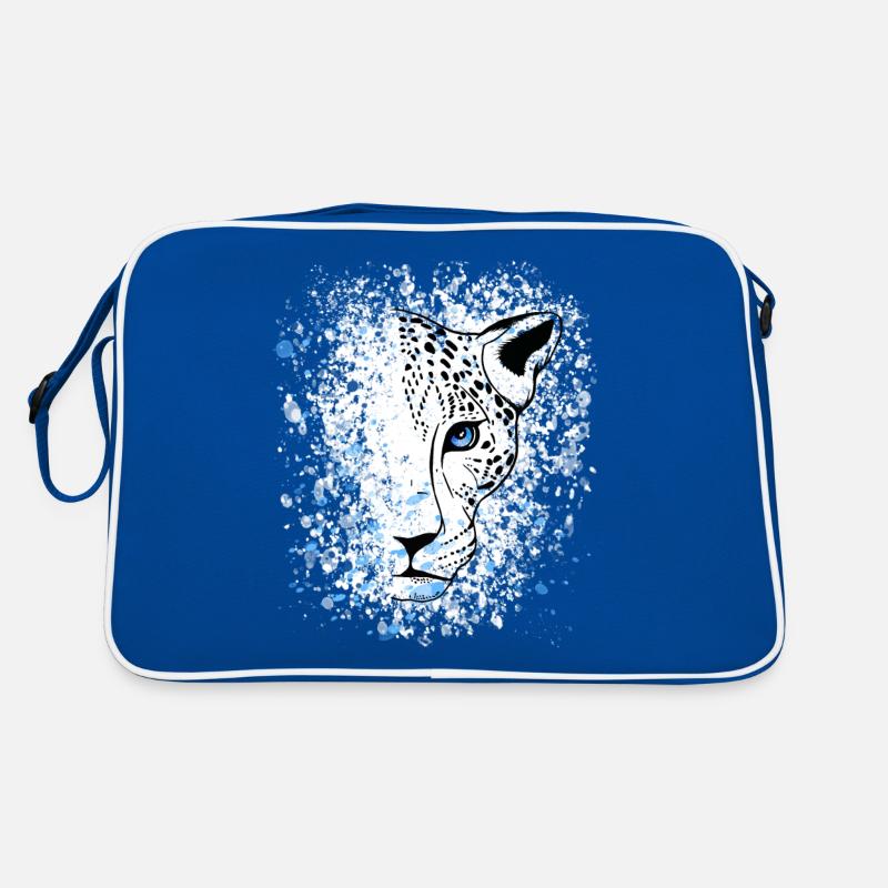 Snow Leopard Blue Eyes Cool Retro Bag