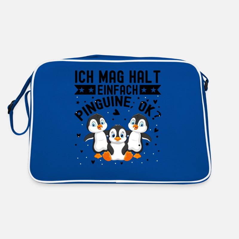 Ich Mag Halt Einfach Pinguine - Retro Tasche - Blau/Weiß