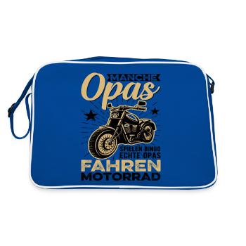 Motorradgeschenk Für Einen Motorrad Fahrenden Groß - Retro Tasche - Blau/Weiß - Hinten