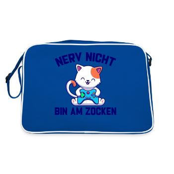 Nerv Nicht Bin Am Zocken - Retro Tasche - Blau/Weiß - Hinten