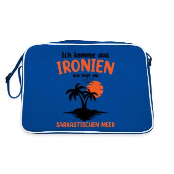 Ich Komme Aus Ironien - Retro Tasche - Blau/Weiß - Hinten
