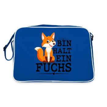 Bin Halt Ein Fuchs - Retro Tasche - Blau/Weiß - Hinten