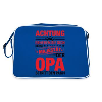 Achtung Erheben Sich Sein Majestät Der Opa - Retro Tasche - Blau/Weiß - Hinten