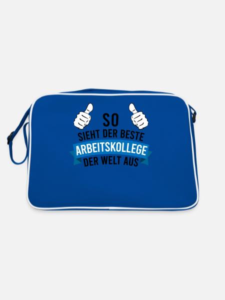 Bester Arbeitskollege Spruch Geschenk Herren - Retro Tasche - Blau/Weiß - Hinten