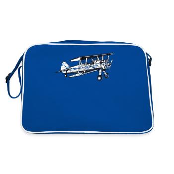 Biplane Airplane Pilot Flight Instructor Gift - Retro Bag - blue/white - Back