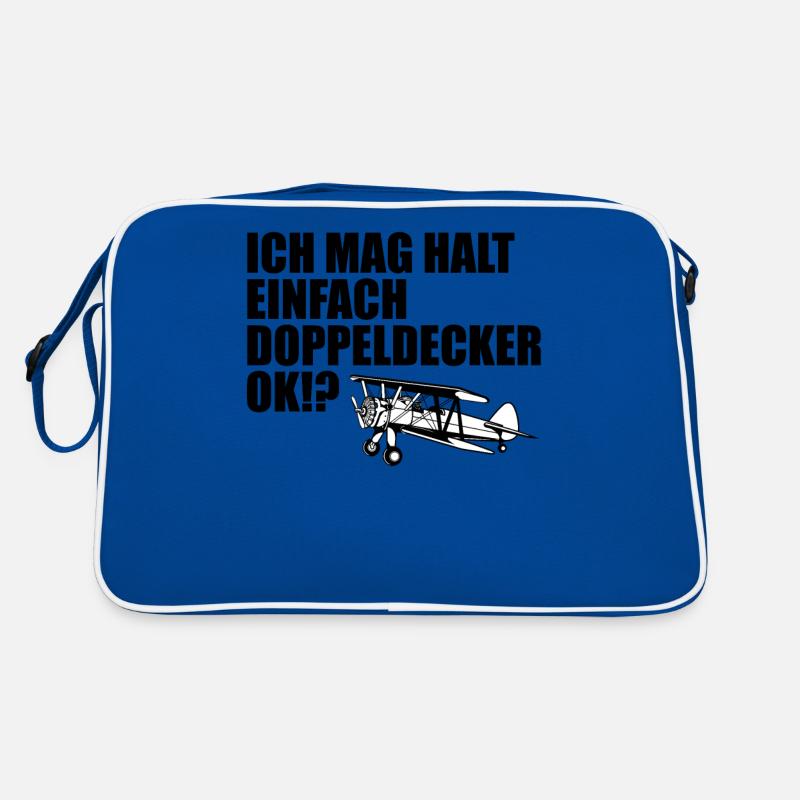Doppeldecker Flugzeug Pilot Cooler Spruch Geschenk Retro Tasche