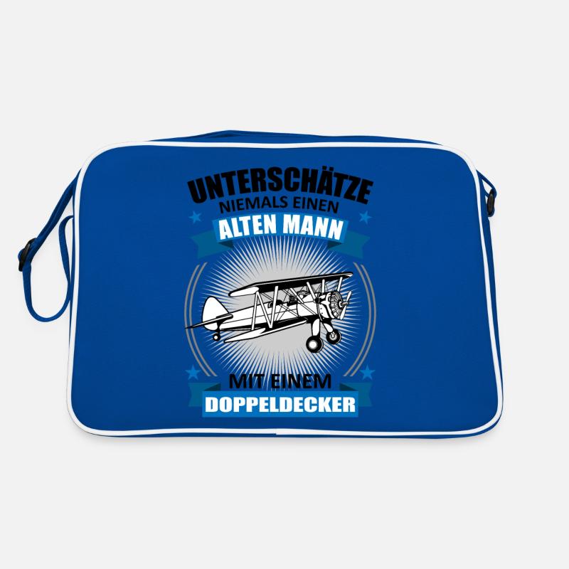Doppeldecker Alter Mann Spruch Pilot Geschenk Retro Tasche