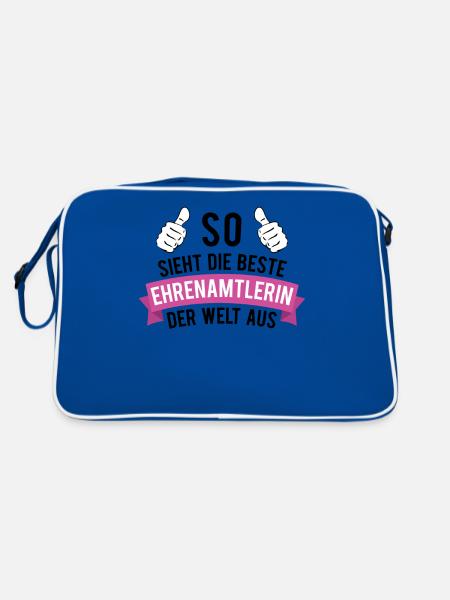 Ehrenamt Beste Ehrenamtlerin Spruch Geschenk - Retro Tasche - Blau/Weiß - Hinten
