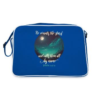 Bibelvers Christlich Religiöser Spruch - Retro Tasche - Blau/Weiß - Hinten