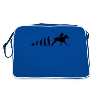 Polo Sport Reiterin Lustige Evolution Geschenk - Retro Tasche - Blau/Weiß - Hinten