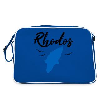 Rhodes Carte Île grecque Cadeau de Noël - Sac Retro - bleu/blanc - Dos