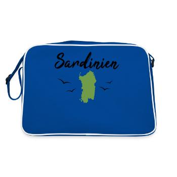 Sardaigne Carte Vacances Italienne Ile Cadeau - Sac Retro - bleu/blanc - Dos