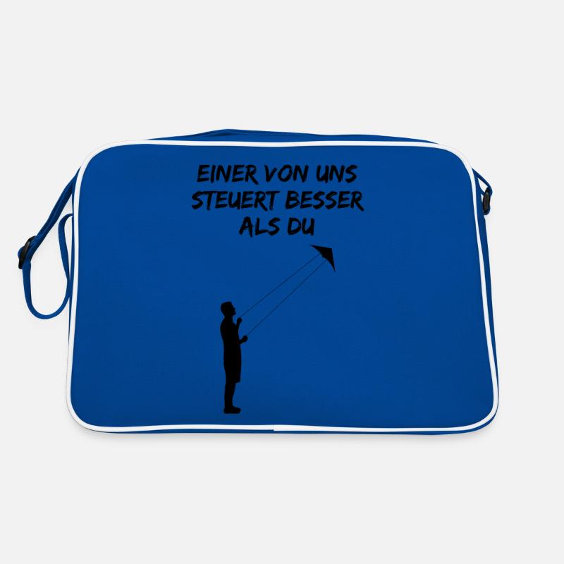 Drachensteigen Drachenfliegen Spruch Geschenk - Retro Tasche - Blau/Weiß