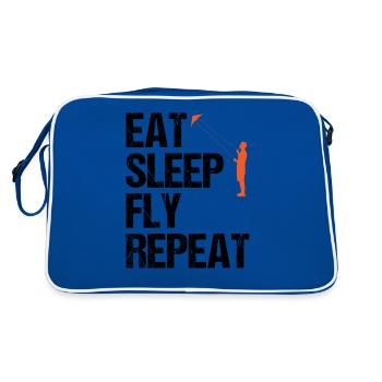 Kite Flying Saying Hang Gliding Gift - Retro Bag - blue/white - Back