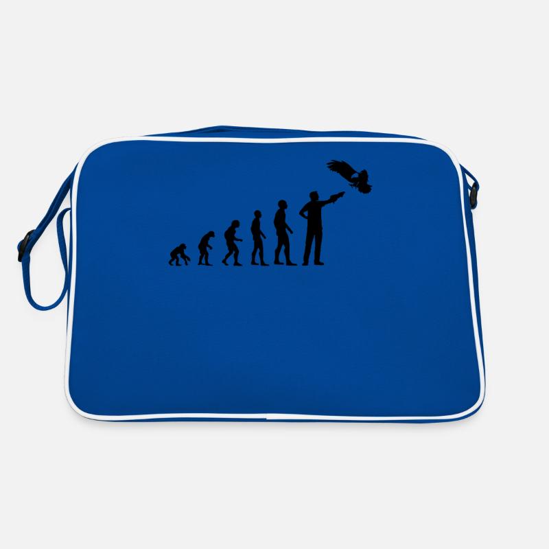 Falkner Greifvogel Evolution Falknerei Geschenk - Retro Tasche - Blau/Weiß