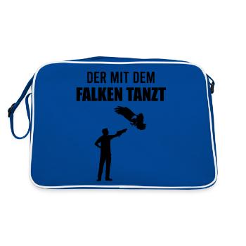 Falkner Mit Greifvogel Spruch Falknerei Geschenk - Retro Tasche - Blau/Weiß - Hinten