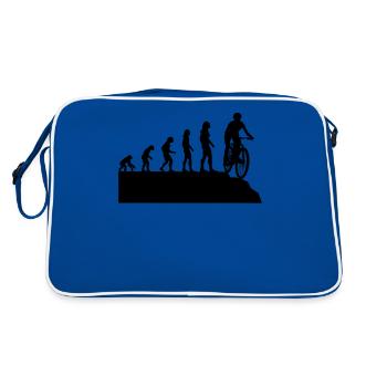Radfahrerin Evolution Mountainbike Fahrer Geschenk - Retro Tasche - Blau/Weiß - Hinten