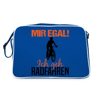 Mountainbike Fahrer Lustiger Spruch Geschenk Damen - Retro Tasche - Blau/Weiß - Hinten